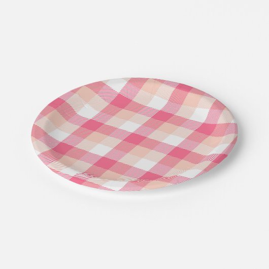 Assiettes En Carton Motif rose Tartan (Angle)