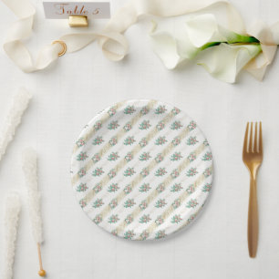 Assiettes En Carton Motif Rose vintage - Plaque papier