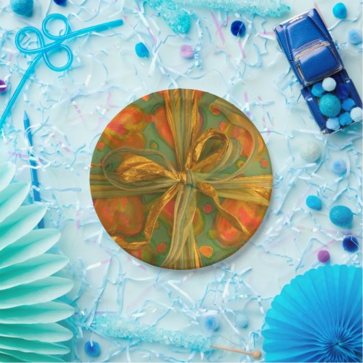 Assiettes En Carton Motif rouge et vert coeur et arc (Fête)