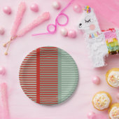 Assiettes En Carton Motif rouge et vert rayé (Fête)