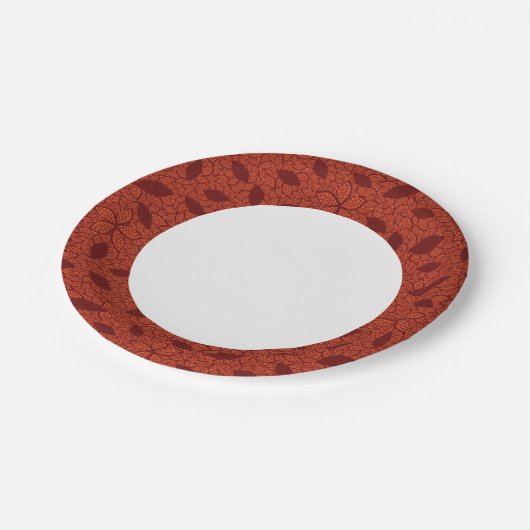 Assiettes En Carton motif rouge feuille orange (Angle)