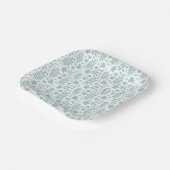 Assiettes En Carton Motif Rpt Feuille tombé Turquoise en blanc (Angulaire)