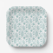Assiettes En Carton Motif Rpt Feuille tombé Turquoise en blanc (Recto)