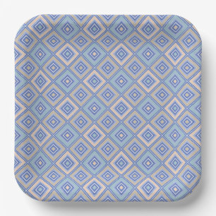 Assiettes En Carton Motif rustique de carrés en patchwork