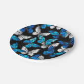Assiettes En Carton Motif sans couleur foncée avec papillons bleus Mor (Angle)