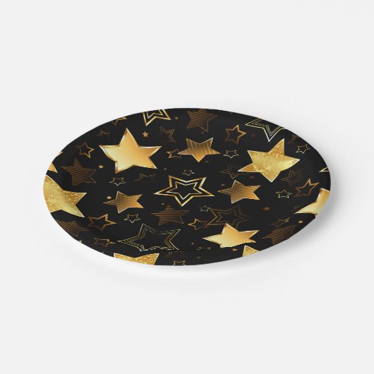 Assiettes En Carton Motif sans couture avec étoiles d'or (Angle)