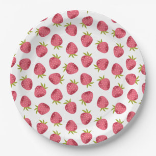 Assiettes En Carton Motif sans couture de fraise rose douce