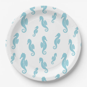 Assiettes En Carton Motif sans couture de hippocampe minimaliste océan