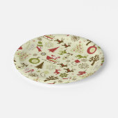 Assiettes En Carton Motif sans couture de rétro croquis de Noël (Angle)