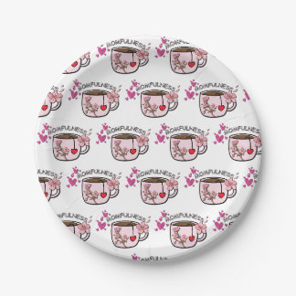 Assiettes En Carton Motif sans couture de tasse de thé floral Momfulne
