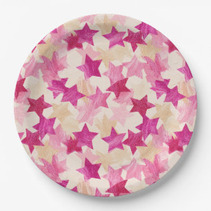Assiettes En Carton Motif sans couture d'étoile en détresse rose