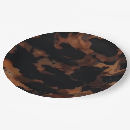 Assiettes En Carton Motif sans fil Tortoiseshell, Chic TortoiseShell (Angle)