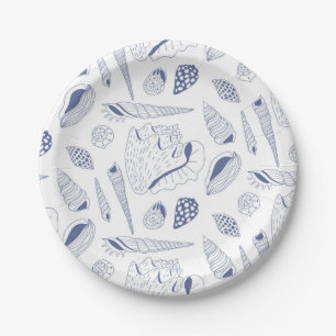 Assiettes En Carton Motif sans joint avec coquillages