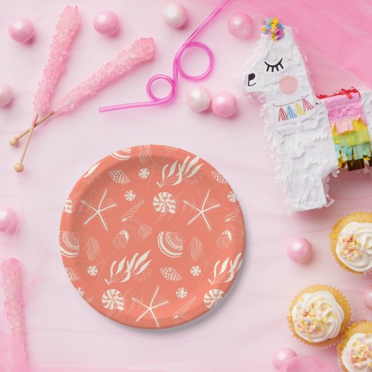 Assiettes En Carton Motif sans joint avec coquillages (Fête)