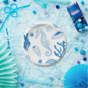 Assiettes En Carton Motif sans joint avec coquillages
