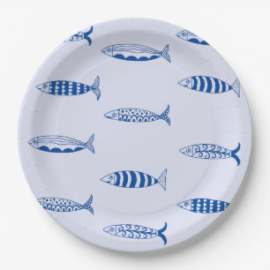 Assiettes En Carton Motif Sardines