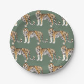 Assiettes En Carton Motif sauvage des tigres d'aquarelle tropicale mod (Devant)