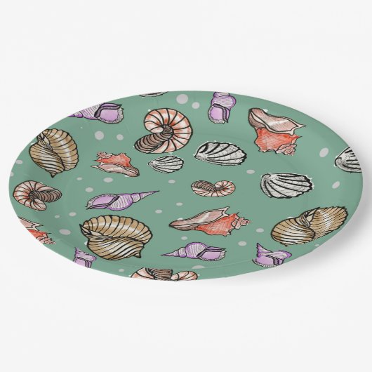 Assiettes En Carton Motif Seashell (Angle)