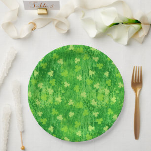 Assiettes En Carton Motif shamrock - Irlandais Clover - Plaque papier