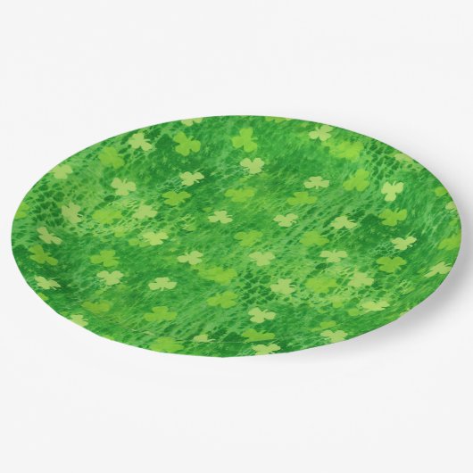 Assiettes En Carton Motif shamrock - Irlandais Clover - Plaque papier (Angle)