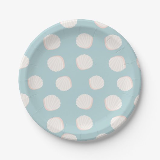 Assiettes En Carton Motif Shell bleu (Devant)