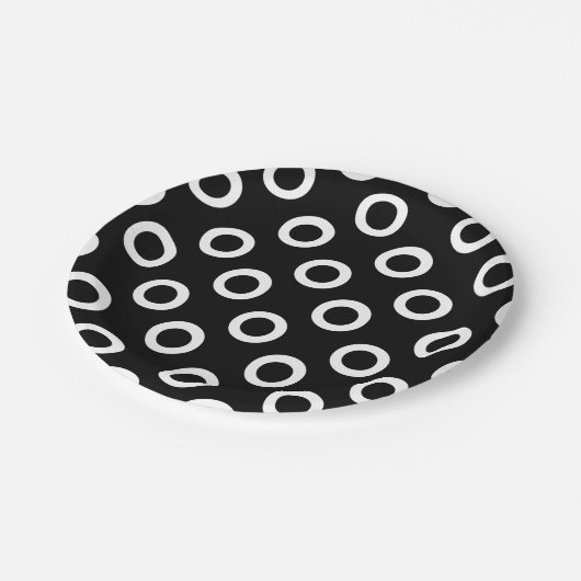 Assiettes En Carton Motif Simple Black and White Cercles (Angle)