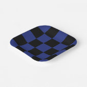 Assiettes En Carton Motif simple de chèque noir et bleu (Angulaire)