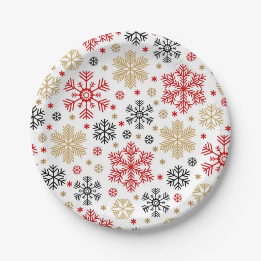 Assiettes En Carton Motif Snowflake (Devant)