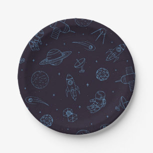 Assiettes En Carton Motif spatial