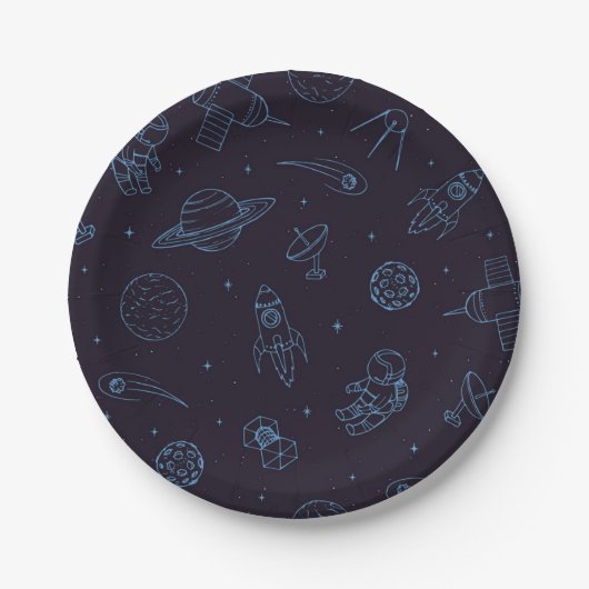 Assiettes En Carton Motif spatial (Devant)