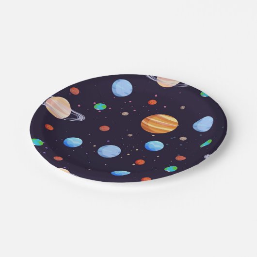 Assiettes En Carton Motif spatial (Angle)