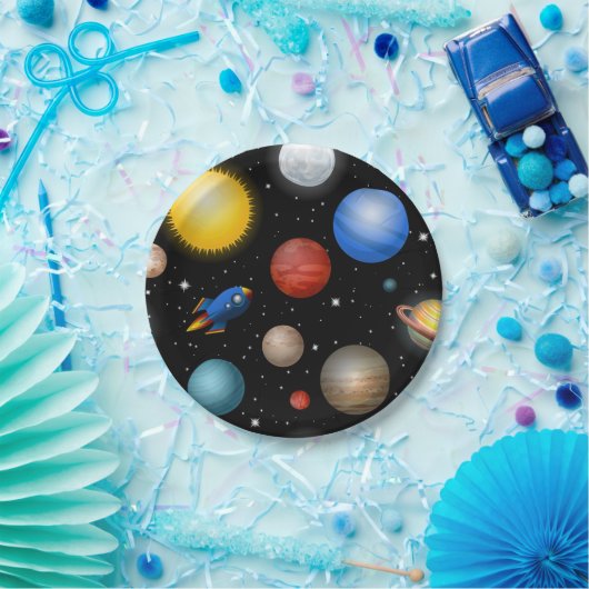 Assiettes En Carton Motif spatial (Fête)