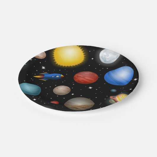 Assiettes En Carton Motif spatial (Angle)