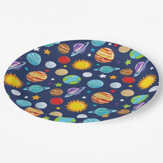 Assiettes En Carton Motif spatial, Planètes, Étoiles, Cosmos, Galaxie (Angle)