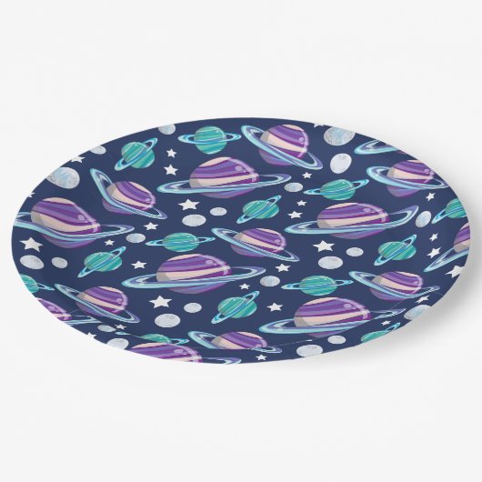 Assiettes En Carton Motif spatial, Planètes, Étoiles, Galaxie, Cosmos (Angle)