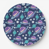 Assiettes En Carton Motif spatial, Planètes, Étoiles, Galaxie, Cosmos (Devant)