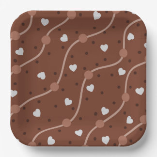 Assiettes En Carton Motif Specké au coeur de chocolat foncé