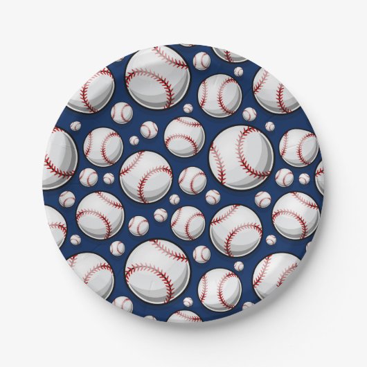 Assiettes En Carton Motif sportif de baseball (Devant)