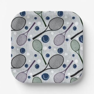Assiettes En Carton Motif sportif pour les amateurs de tennis.