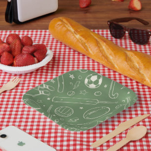Assiettes En Carton Motif sportif vert