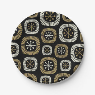 Assiettes En Carton Motif Starburst moderne du milieu du siècle