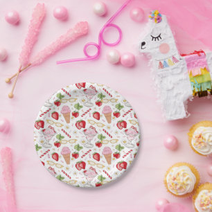 Assiettes En Carton Motif Sundae fraise