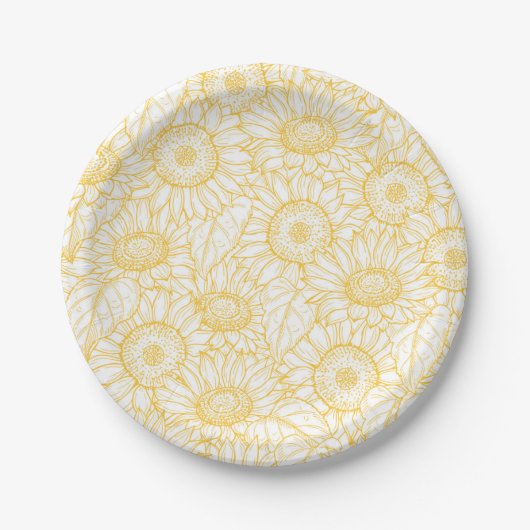 Assiettes En Carton Motif Sunny Sunflower (Devant)
