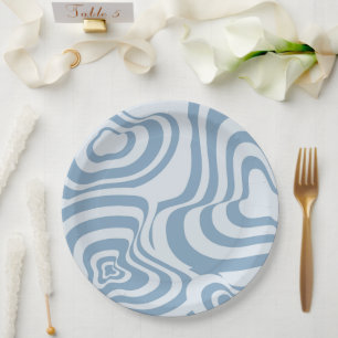 Assiettes En Carton Motif Super Y2K rétro bleu