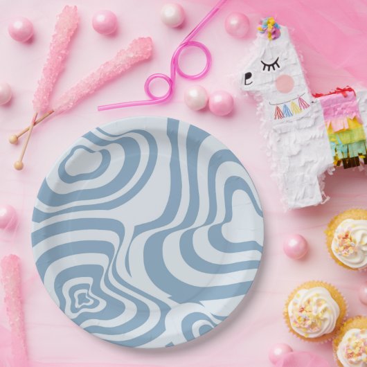 Assiettes En Carton Motif Super Y2K rétro bleu (Fête)