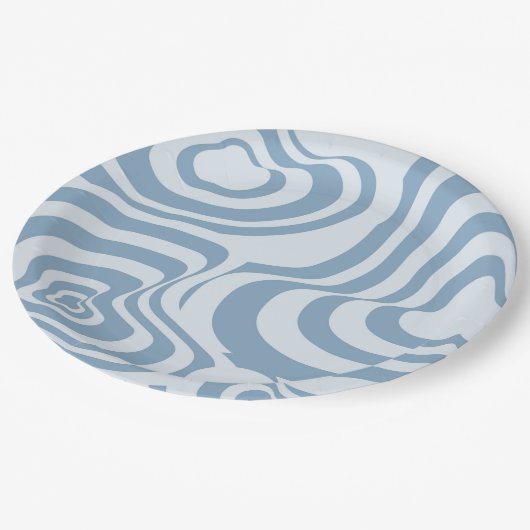 Assiettes En Carton Motif Super Y2K rétro bleu (Angle)