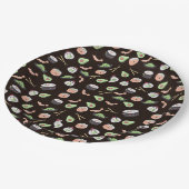 Assiettes En Carton Motif sushi noir mignon (Angle)
