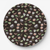 Assiettes En Carton Motif sushi noir mignon (Devant)