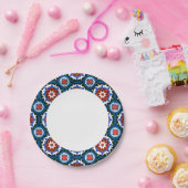 Assiettes En Carton Motif Suzani aux ornements audacieux (Fête)