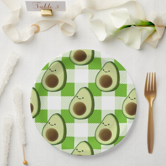 Assiettes En Carton Motif Tartan vert et blanc (Mariage)